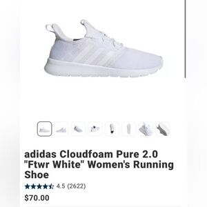 adidas cloudfoam women’s 6 White Athletic Sneakers with Lace-Up Fit